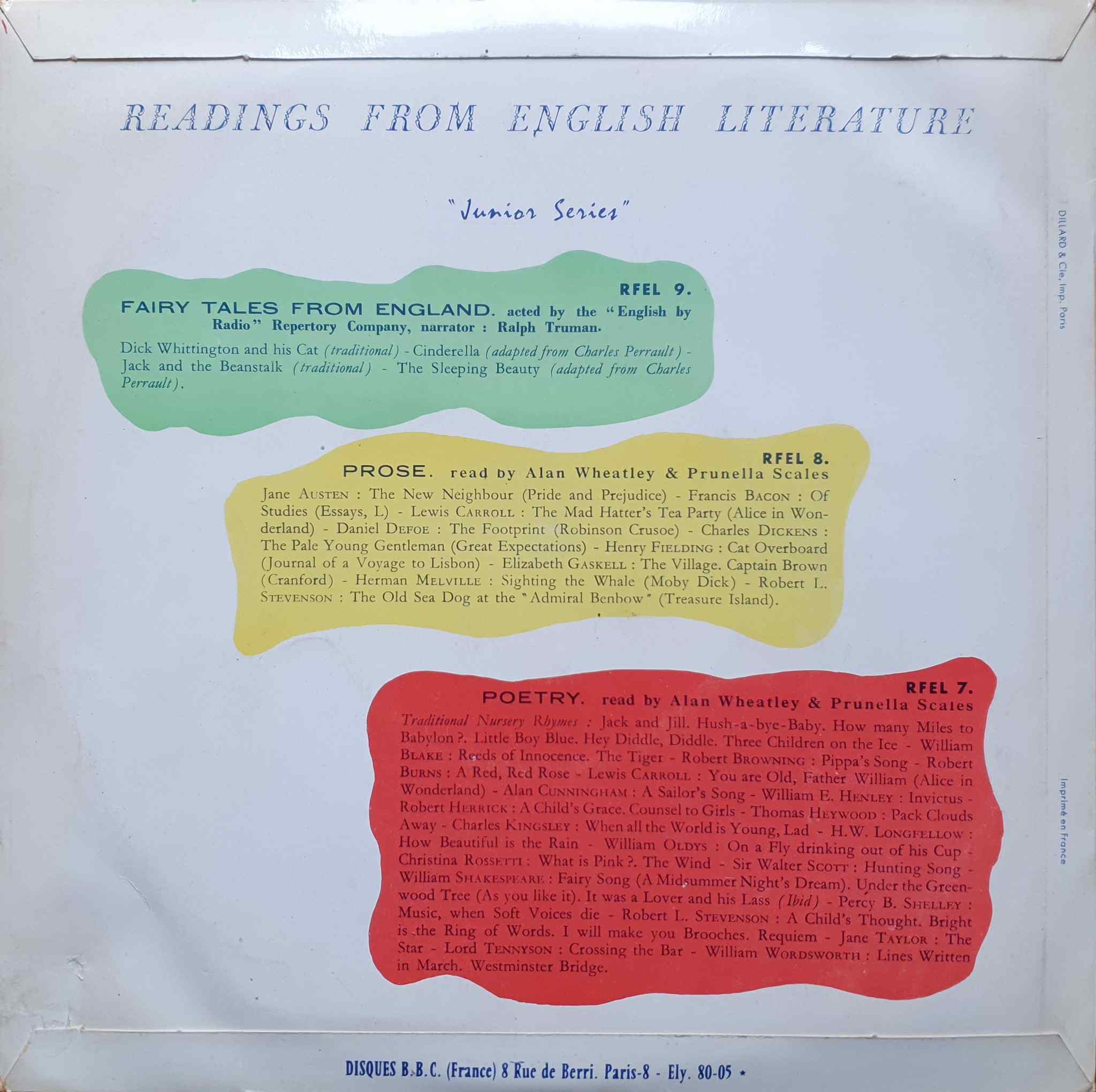 Picture of RFEL 9 Junior Series III - Readings from English literature by artist Traditional / Charles Perrault from the BBC records and Tapes library